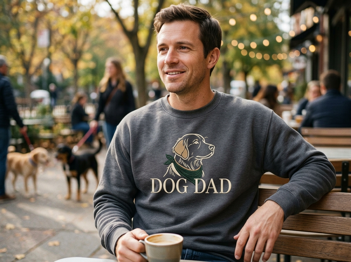 dog dad sweater — lifestyle photo